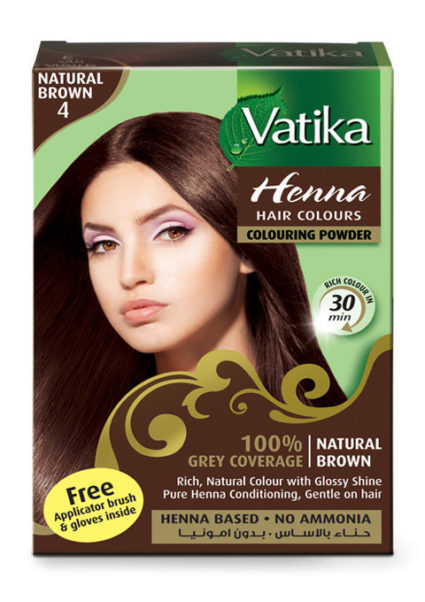 Хна для волос №4 (Коричневая) 6 пакетов по 10 г, Dabur Vatika